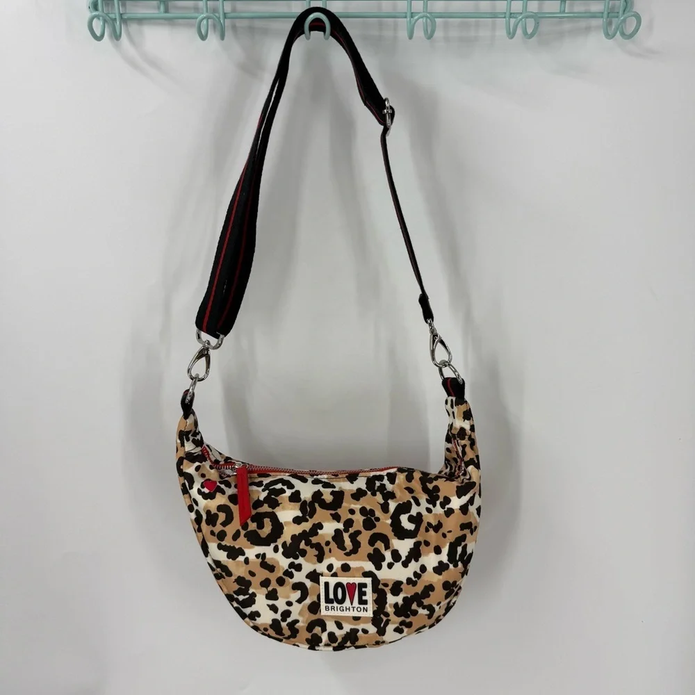 Brighton Spotted Love Swing Bag Leopard Print Crossbody Adjustable Strap OS